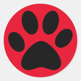 かわいい肉球 ペット 猫 犬 シンプル 黒 赤 ラウンドシール