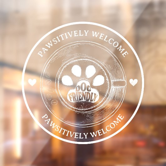 かわいい肉球 犬に優しいカフェ サイン 窓デカール ウィンドウサイン (シート2)