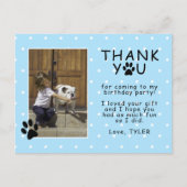 かわいい肉球 青い誕生日 ありがとう フォト ポストカード (正面)