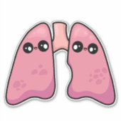 かわいい肺 - 人体生物学 シール (正面)