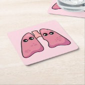 かわいい肺 - 人体生物学 スクエアペーパーコースター (アングル)