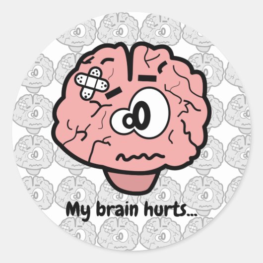 かわいい脳傷心理ニューロロジーアニメ ラウンドシール (正面)