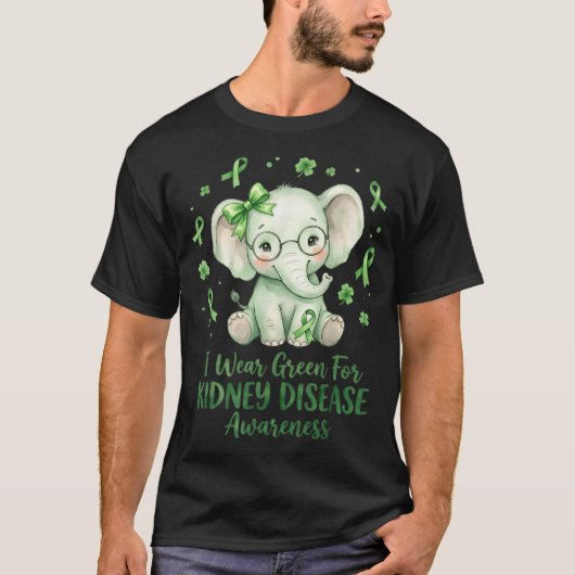 かわいい腎臓病啓発グリーン Tシャツ (正面)
