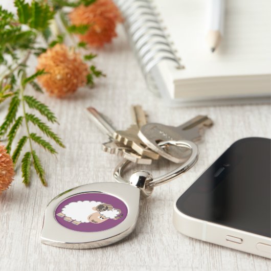 かわいい自信のある漫画ラムメタルキーチェーン キーホルダー (側面)