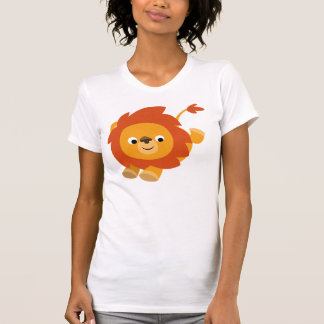 かわいい自信満々の漫画のライオンの女性のTシャツ Tシャツ