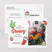 かわいい自分にグルーヴな小さなクリスマスの写真を持っている シーズンポストカード (正面/裏面)