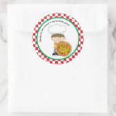 かわいい自分のピザを作るパーティー少年ありがとう ラウンドシール (バッグ)