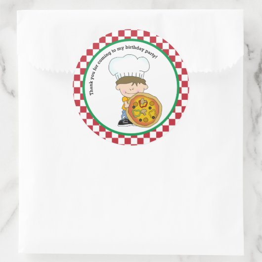 かわいい自分のピザを作るパーティー少年ありがとう ラウンドシール (バッグ)