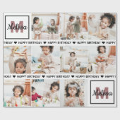 かわいい自分の写真を追加モノグラムハッピーバースデー ラッピングペーパー (フラット)
