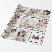 かわいい自分の写真を追加モノグラムハッピーバースデー ラッピングペーパー (アンロールド)