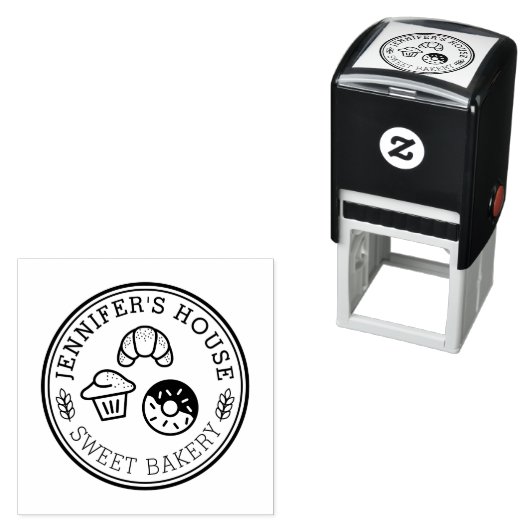 かわいい自家製ベーカリーパーソナライズされたロゴ円形 セルフインキングスタンプ (インサイチュ)