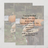 かわいい自然のトラックに積まれたかぼちゃ 招待状 (正面/裏面)