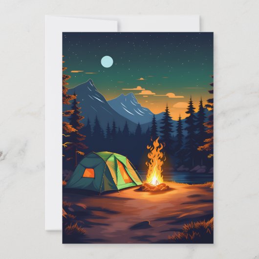 かわいい自然の男の子のために1ハッピーキャンパー1歳の誕生日 招待状 (裏面)