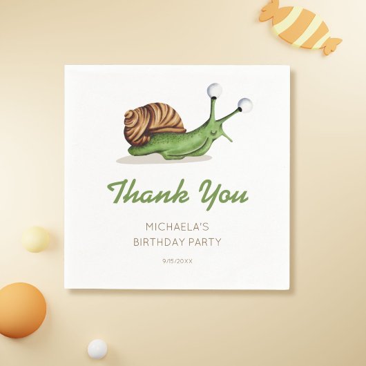 かわいい自然カタツムリ誕生日パーティー スタンダードカクテルナプキン