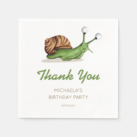 かわいい自然カタツムリ誕生日パーティー スタンダードカクテルナプキン (正面)