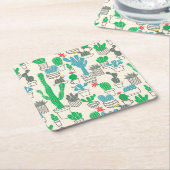 かわいい自然フローラカチ スクエアペーパーコースター (アングル)