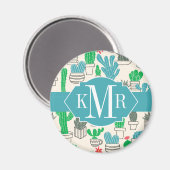 かわいい自然フローラサボテン模様 マグネット (正面/裏面)