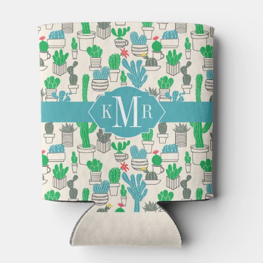 かわいい自然フローラサボテン模様 缶クーラー (裏面)