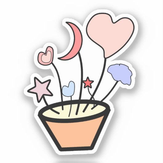 かわいい自然プラントポットビニールシール シール (正面)