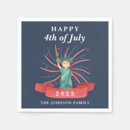 かわいい自由の女神 4th of July ハッピーフォースオブジュライ スタンダードカクテルナプキン