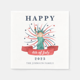 かわいい自由の女神 4th of July ハッピー! スタンダードカクテルナプキン
