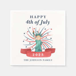 かわいい自由の女神 4th of July ハッピー! スタンダードカクテルナプキン