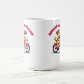 **かわいい自転車に乗った犬のイラスト** コーヒーマグカップ (中央)
