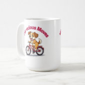 **かわいい自転車に乗った犬のイラスト** コーヒーマグカップ (正面左)