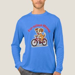 **かわいい自転車に乗った犬のイラスト** トライブレンドTシャツ