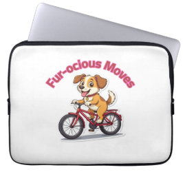**かわいい自転車に乗った犬のイラスト** ラップトップスリーブ