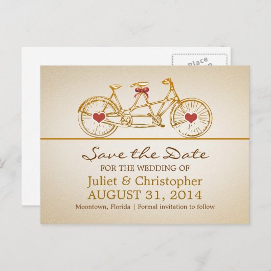 かわいい自転車のポストカードの日付を保存する 案内ポストカード (正面/裏面)