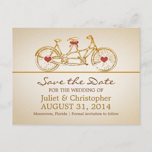 かわいい自転車のポストカードの日付を保存する 案内ポストカード (正面)