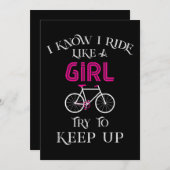 かわいい自転車の女性女性女性自転車乗り手 招待状 (正面/裏面)