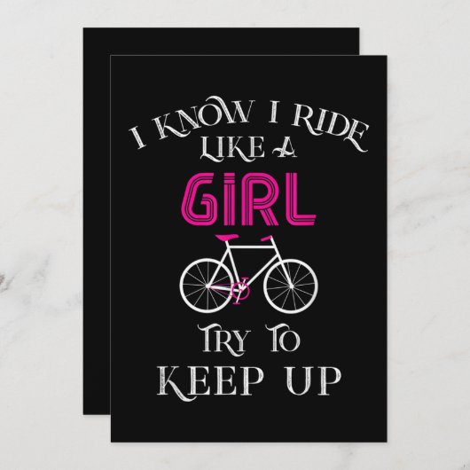 かわいい自転車の女性女性女性自転車乗り手 招待状 (正面/裏面)