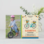 かわいい自転車の子供の写真 誕生日パーティー 招待状 (スタンド正面)