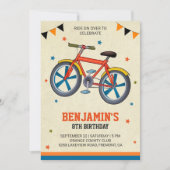 かわいい自転車の子供の誕生日パーティーの招待状 招待状 (正面)