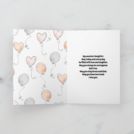 かわいい自転車の花の束ギフトの娘モダン カード (内部)