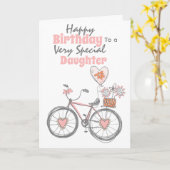 かわいい自転車の花の束ギフトの娘モダン カード (黄色い花)