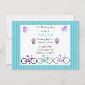 かわいい自転車の誕生日パーティーへの招待 招待状 (正面)