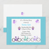 かわいい自転車の誕生日パーティー招待状 招待状 (正面/裏面)