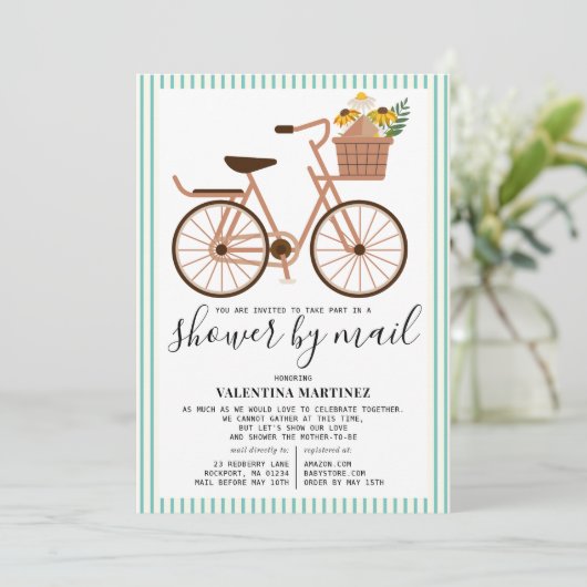 かわいい自転車の赤ちゃんシャワー（郵便） 招待状 (スタンド正面)