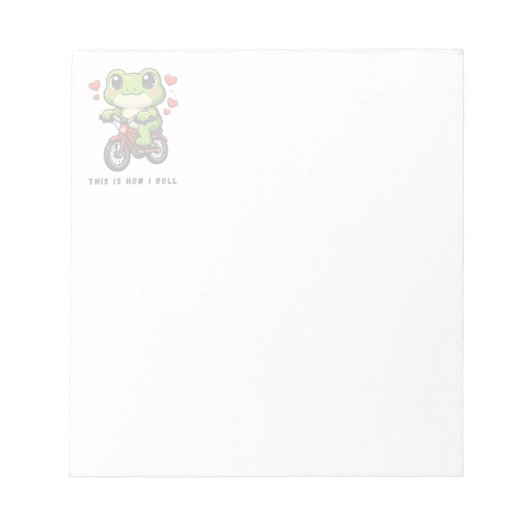 かわいい自転車カエル | かわいいカエル自転車アート ノートパッド (正面)