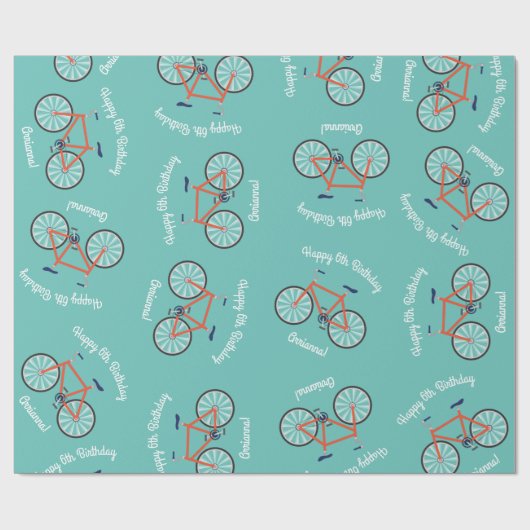 かわいい自転車キッズバイクバースデーパーティーサイクリング ラッピングペーパー (フラット)