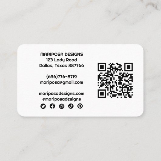 かわいい自転車ギフトお客様注文ありがとうQRコード 名刺 (裏面)