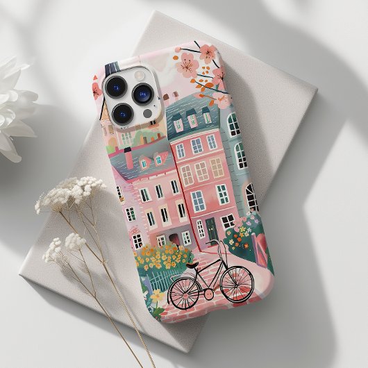 かわいい自転車スタイリッシュのシティシーン Case-Mate iPhoneケース