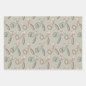 かわいい自転車好きのタイル模様 ラッピングペーパーシート (正面3)