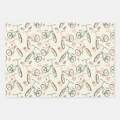 かわいい自転車好きのタイル模様 ラッピングペーパーシート (正面2)