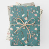 かわいい自転車好きのタイル模様 ラッピングペーパーシート (インサイチュ)