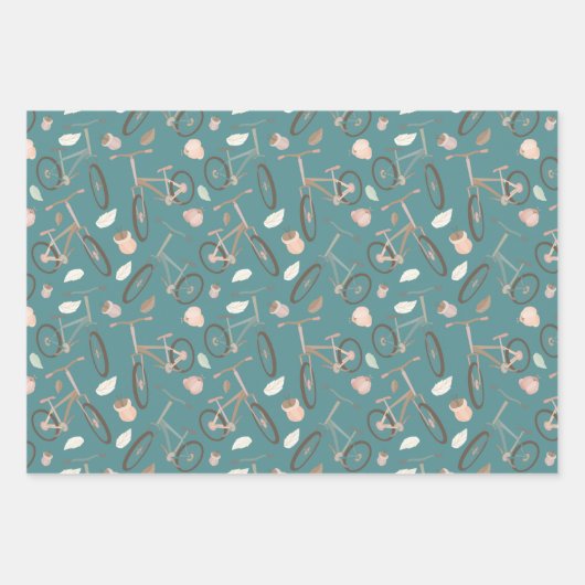 かわいい自転車好きのタイル模様 ラッピングペーパーシート (正面)