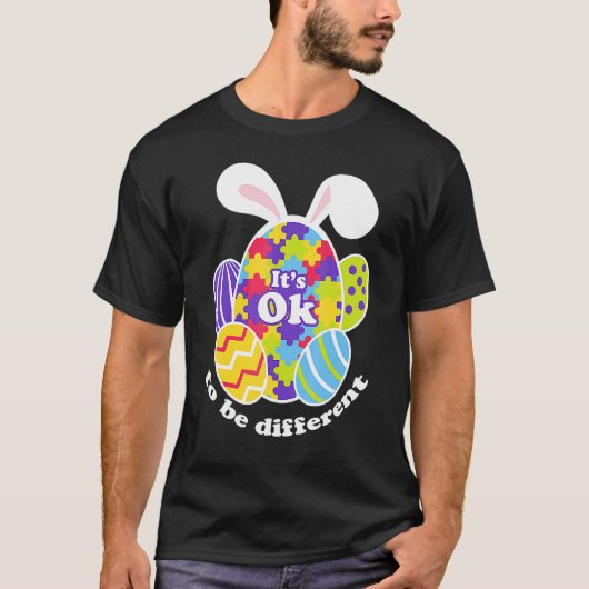 かわいい自閉症イースターうさぎの卵パズル Tシャツ (正面)